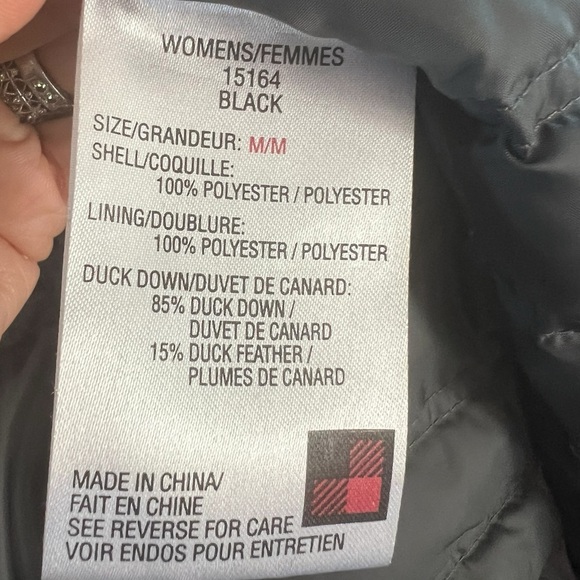 Woolrich size medium down quilted long winter Parka w/ hidden hood black zipper - Picture 12 of 14